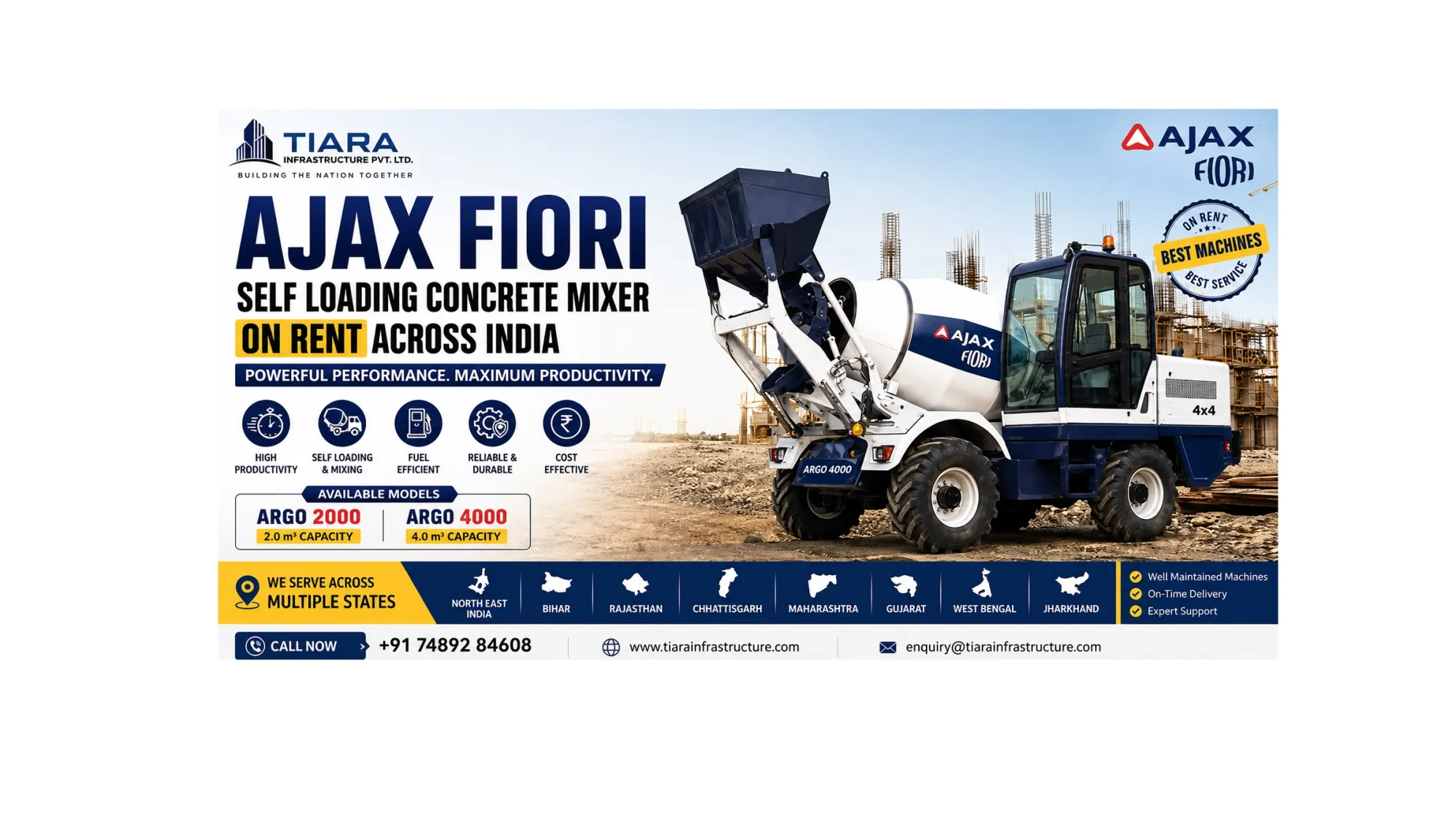 Find Ajax Concrete Mixer for Rent Near You for Fast, Efficient, and Cost-Effective Construction Projects