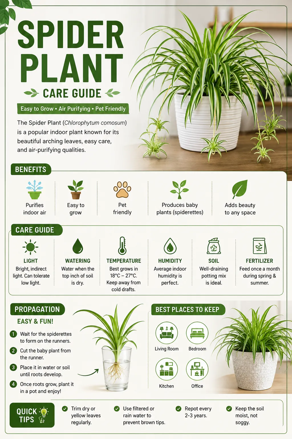 Spider Plant: Benefits, Care Tips & Growing Guide for Healthy Indoor Plants