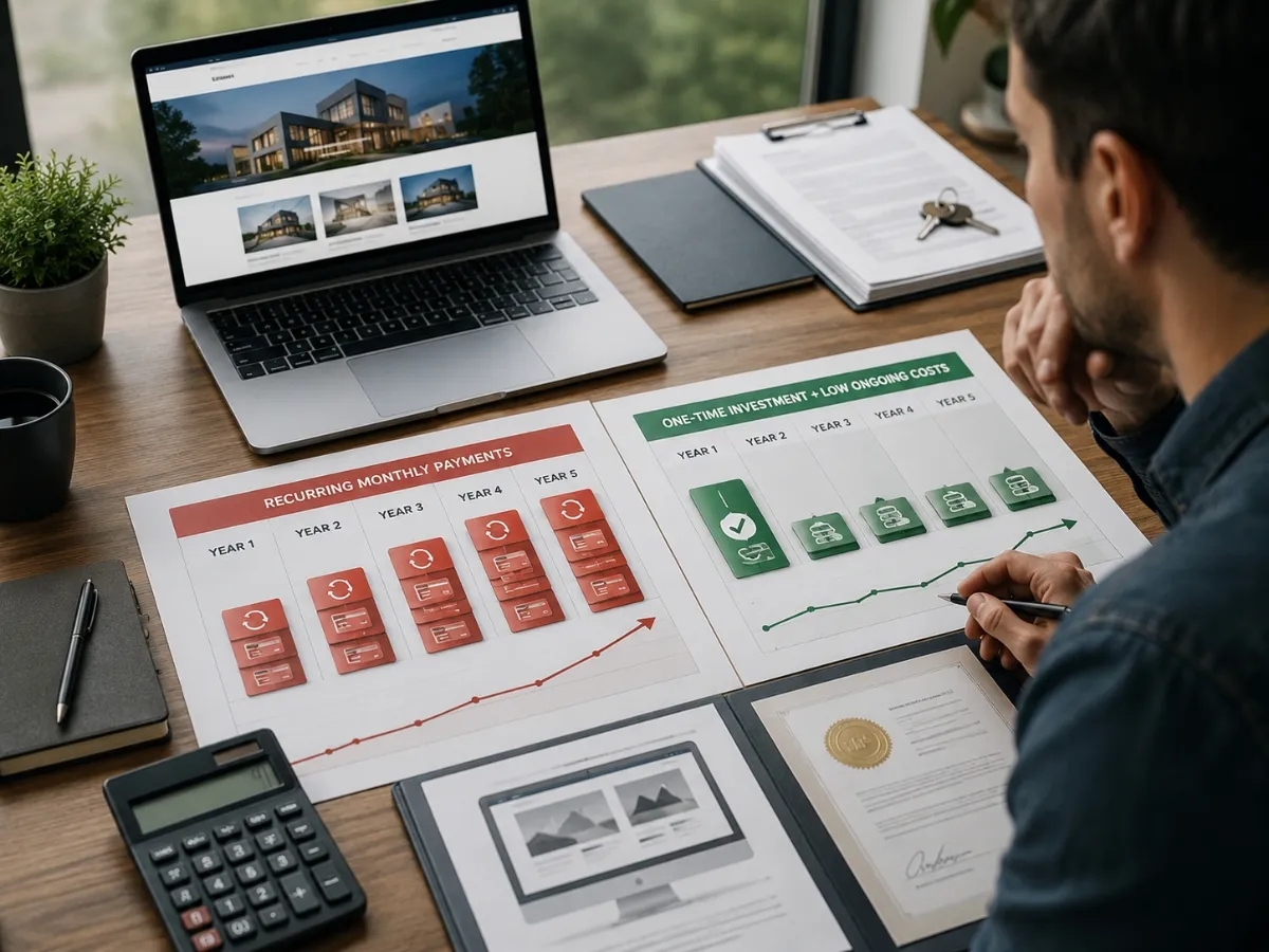 Website cost comparison pay monthly vs one time investment