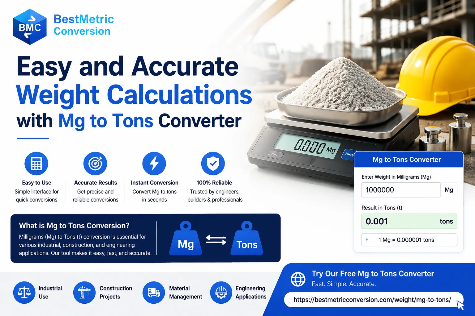 Easy and Accurate Weight Calculations with Mg to Tons Converter