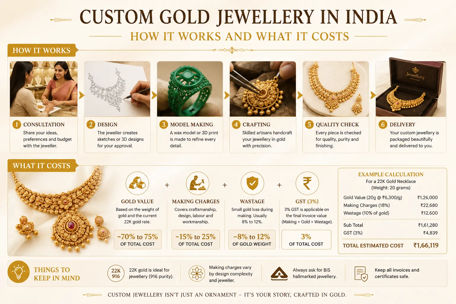 Custom Gold Jewellery in India — How It Works and What It Costs