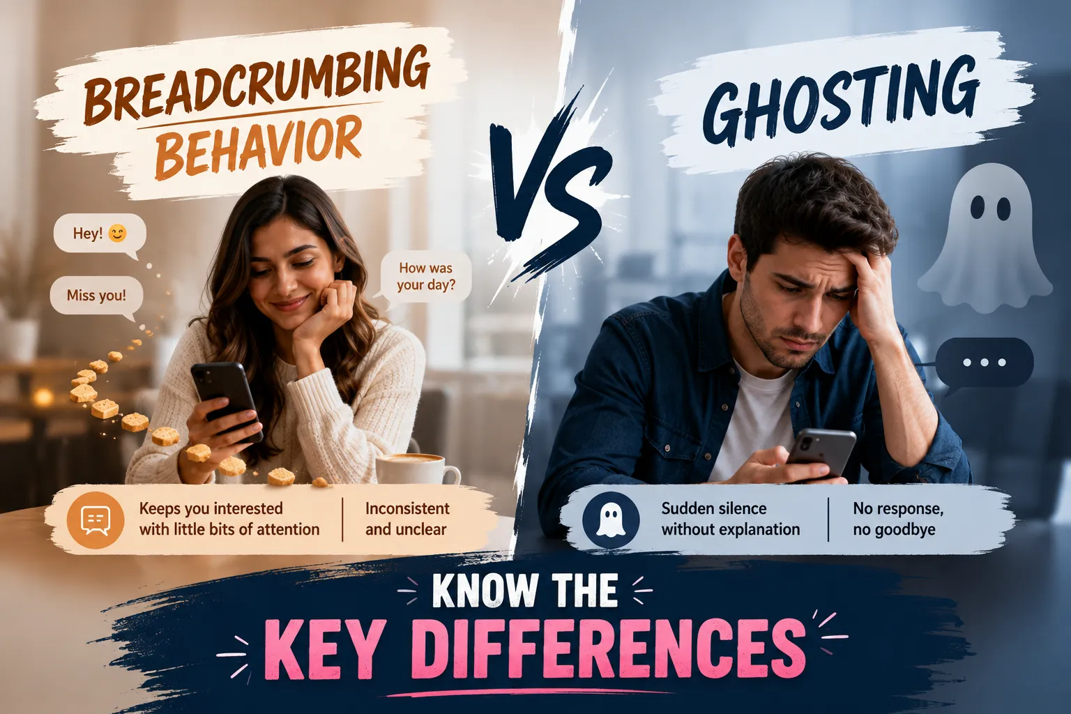 Breadcrumbing Behavior vs Ghosting: Know the Key Differences