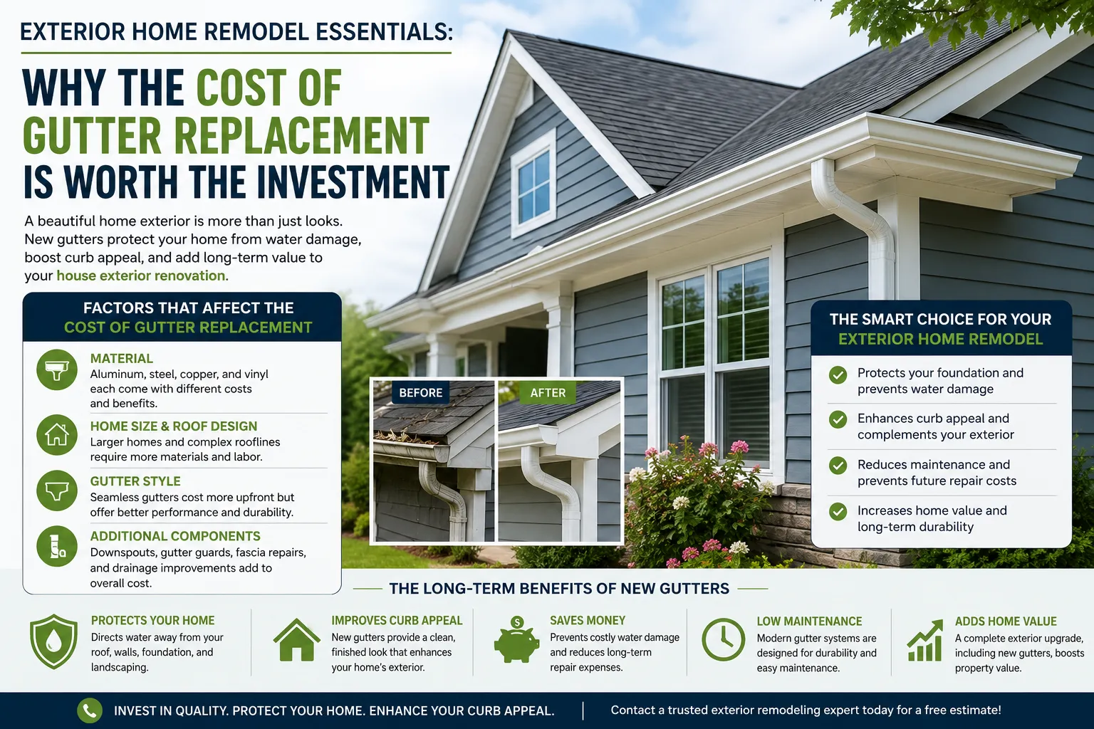 Exterior Home Remodel Essentials: Why the Cost of Gutter Replacement Is Worth the Investment
