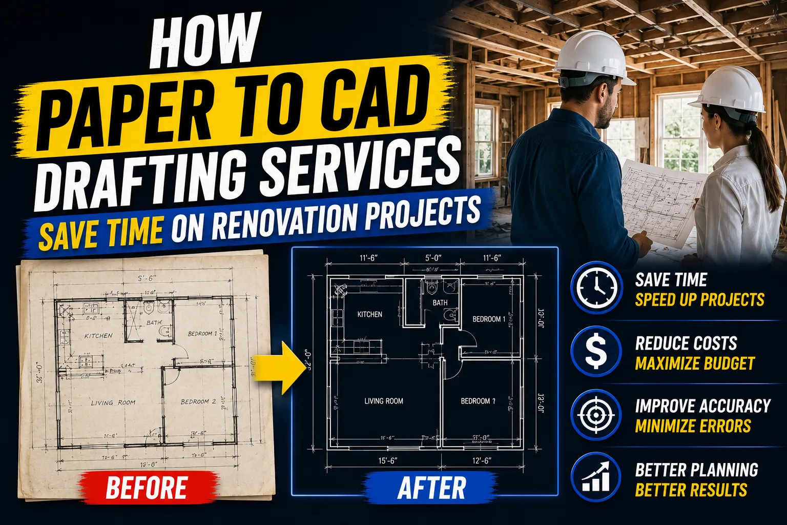 How Paper to CAD Drafting Services Save Time on Renovation Projects