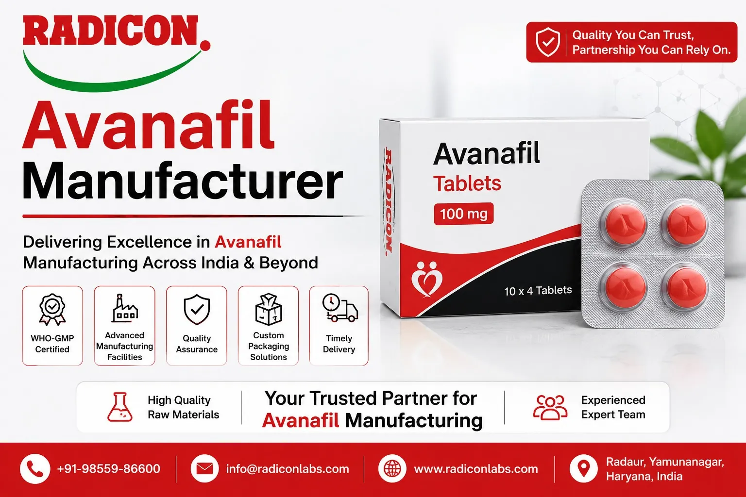 Trusted Avanafil Manufacturer for Quality Medicine Production