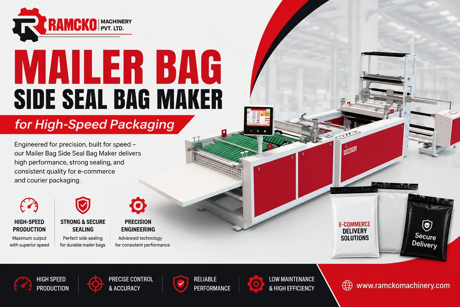 Mailer Side Seal Bag Maker for High-Speed Packaging | Ramcko Machinery