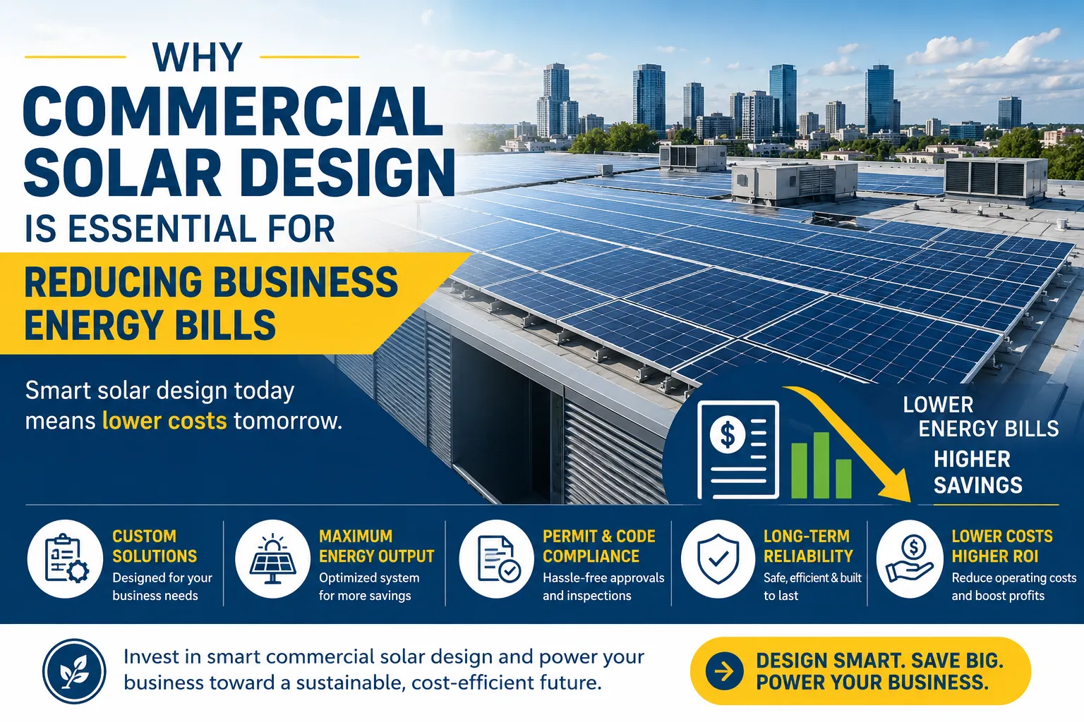 Why Commercial Solar Design Is Essential for Reducing Business Energy Bills