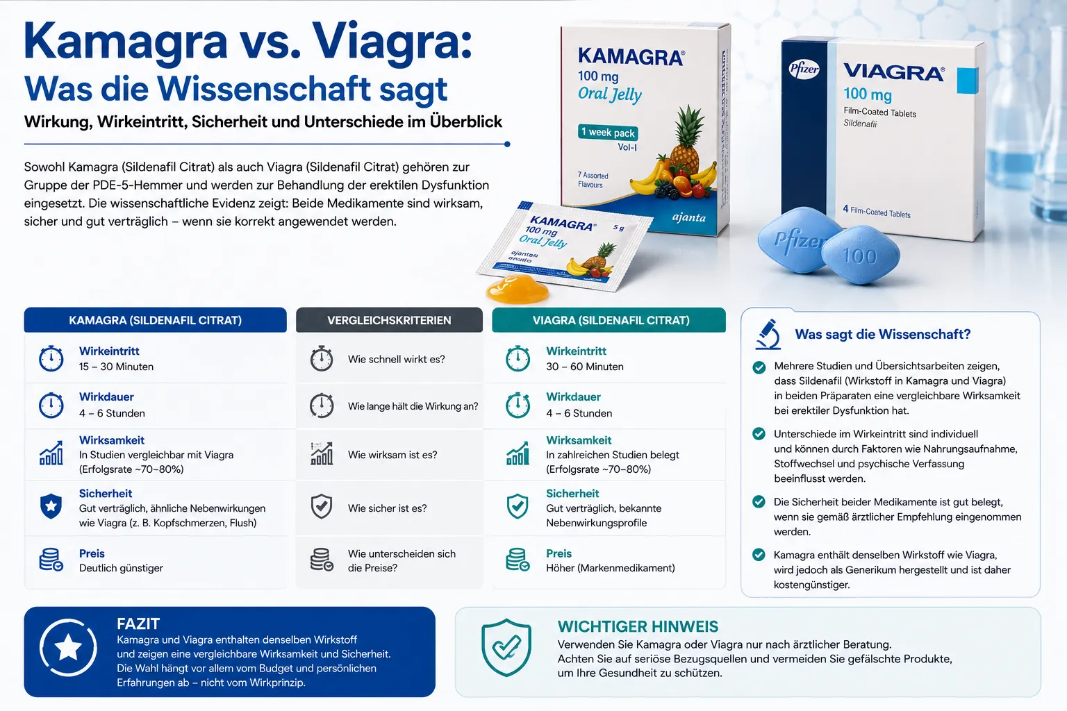 Wirkt Kamagra schneller als Viagra? Drei Fallbeispiele und was die Wissenschaft dazu sagt