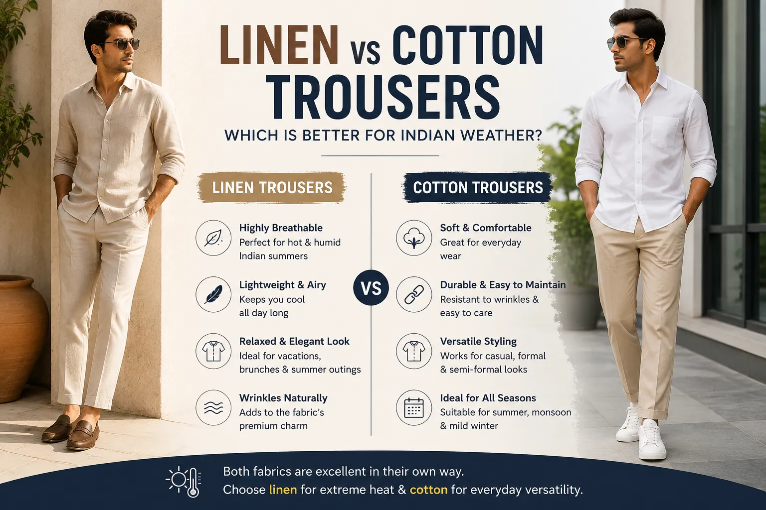 Linen vs Cotton Trousers: Which is Better for Indian Weather?