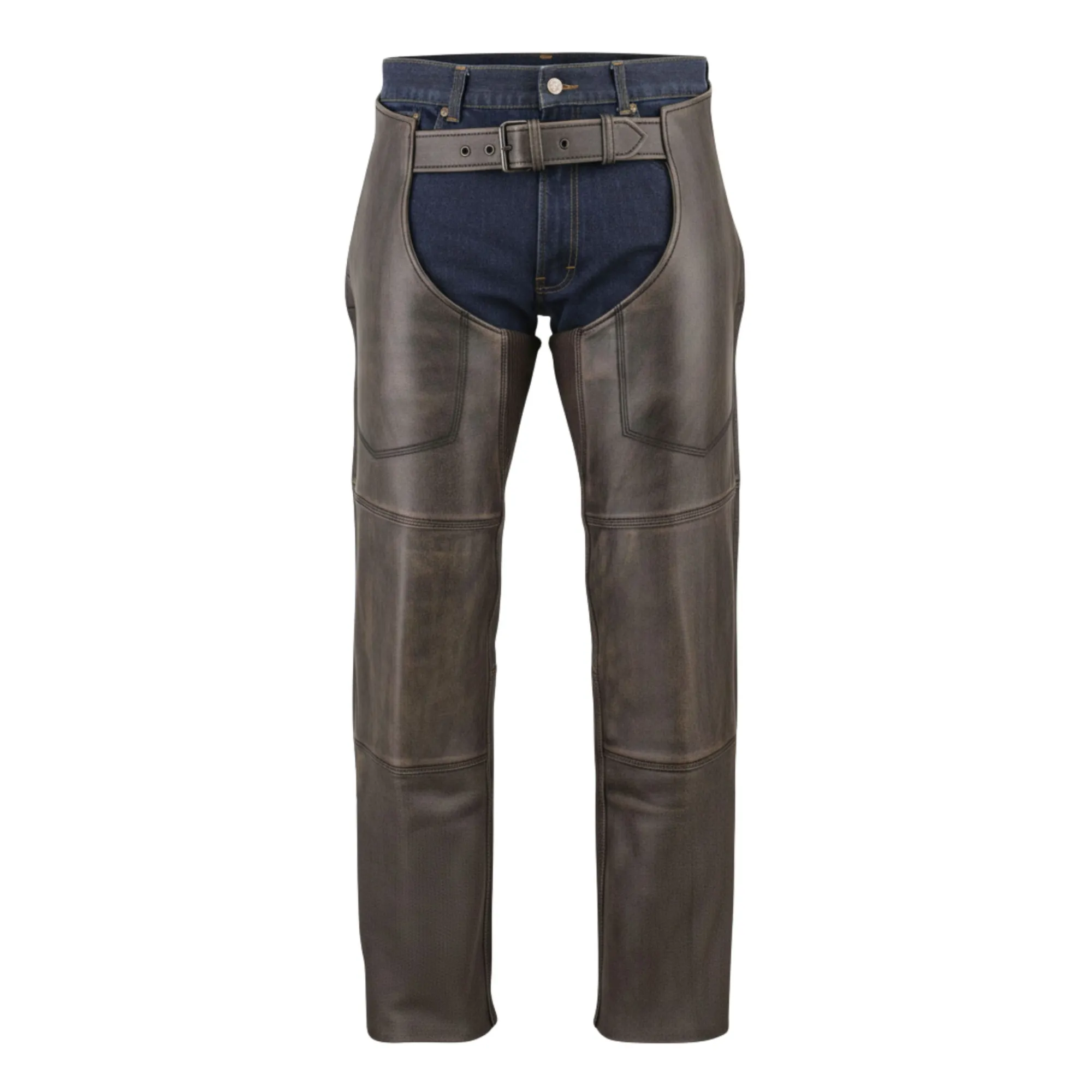 Brown Leather Chaps for Men with Classic Riding Style