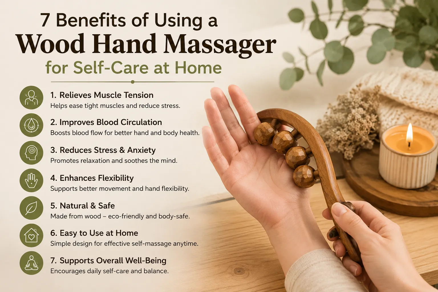 7 Benefits of Using a Wood Hand Massager for Self-Care at Home