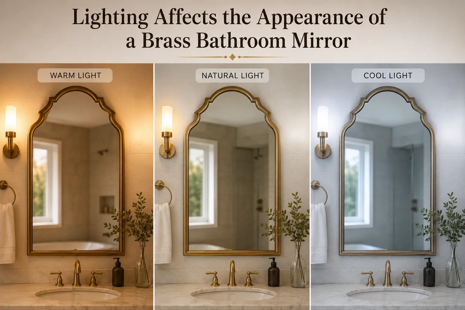 How Lighting Affects the Appearance of a Brass Bathroom Mirror