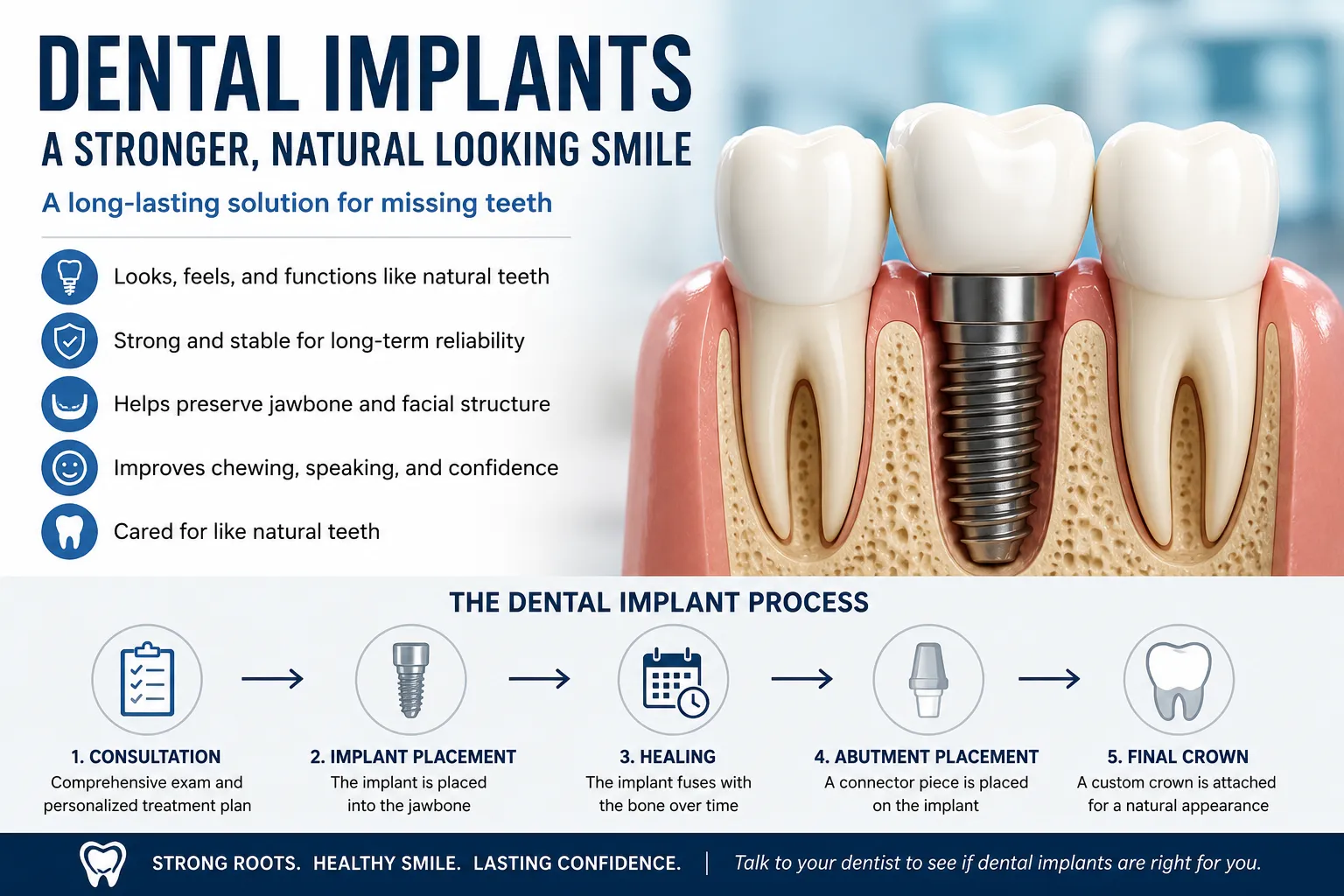 What is the most effective and long-lasting way to replace missing teeth?