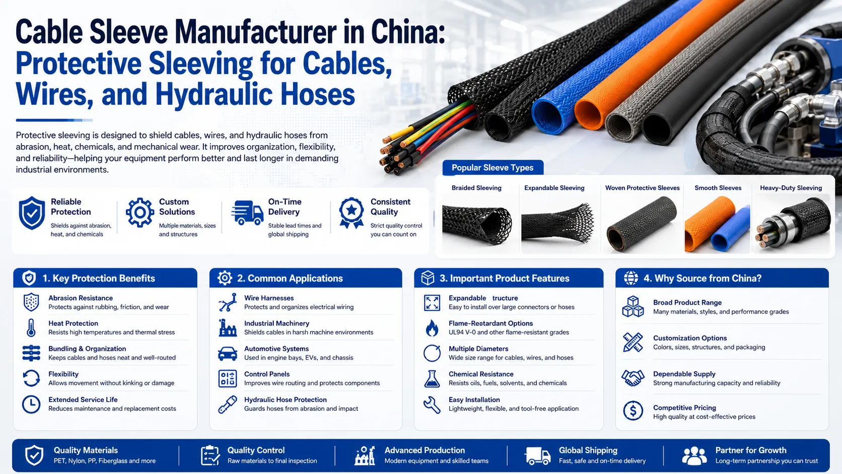 Cable Sleeve Manufacturer in China: Protective Sleeving for Cables, Wires, and Hydraulic Hoses