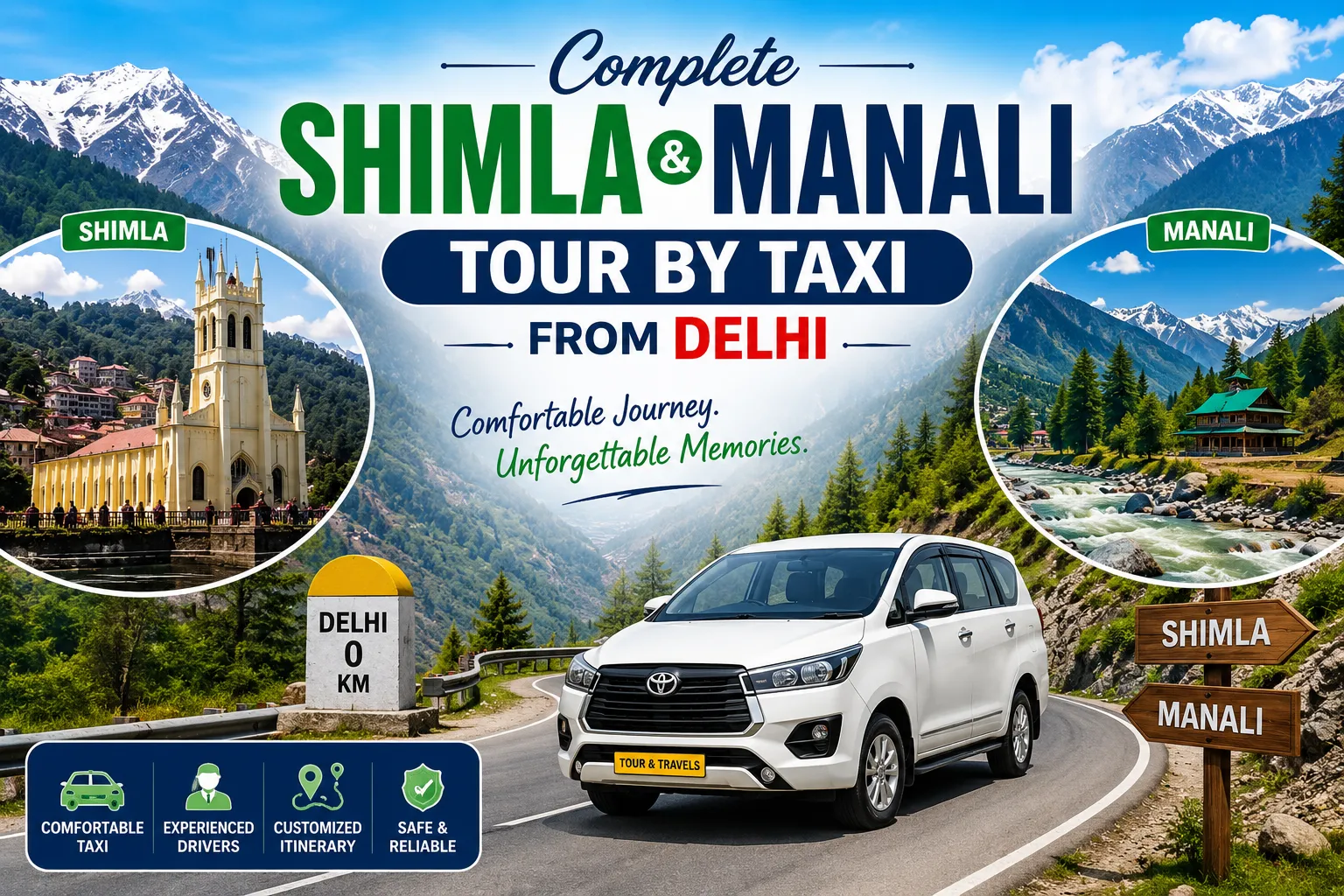 Complete Shimla Manali Tour by Taxi from Delhi