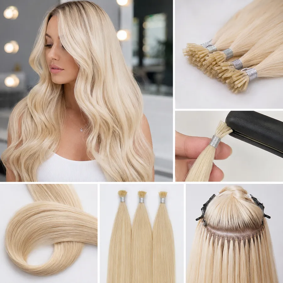 Flat Tip Hair Extensions Bleach Blonde Hair | Oddel.co.uk