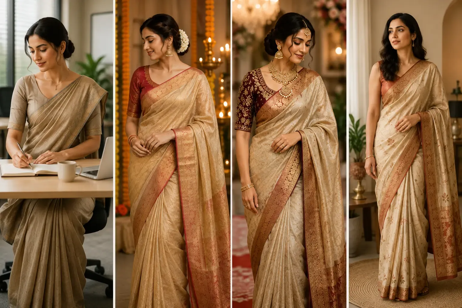 How to Style a Tussar Silk Saree for Every Occasion