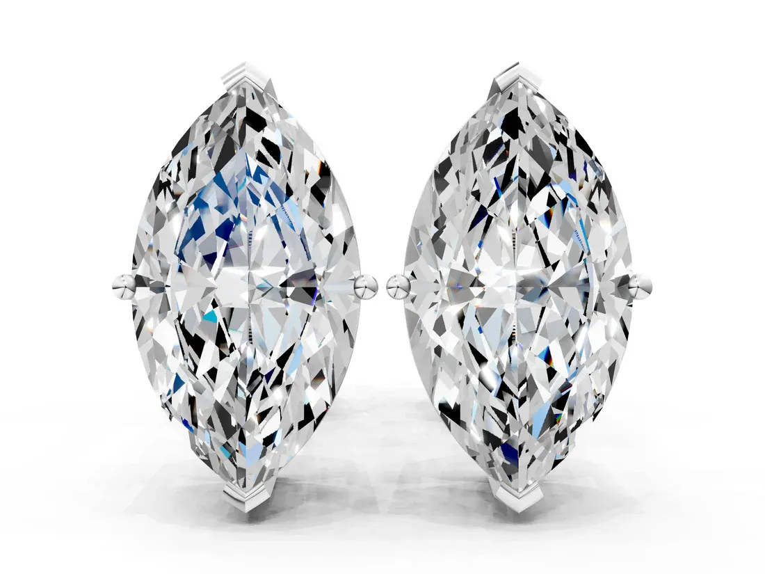 White Gold Marquise Cut Diamond Stud Earrings: Bold Elegance for Every Ear