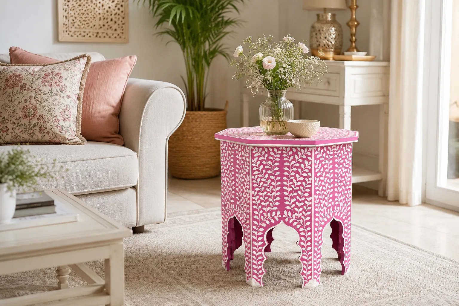 How to Style a Bone Inlay Side Table in Modern Interiors