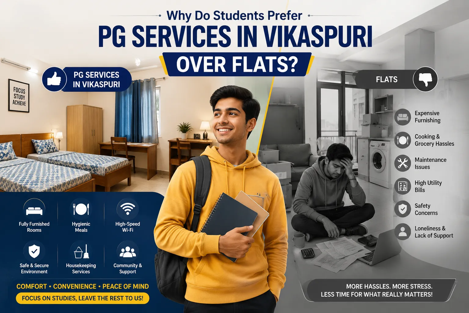 Why Do Students Prefer PG Services in Vikaspuri Over Flats?