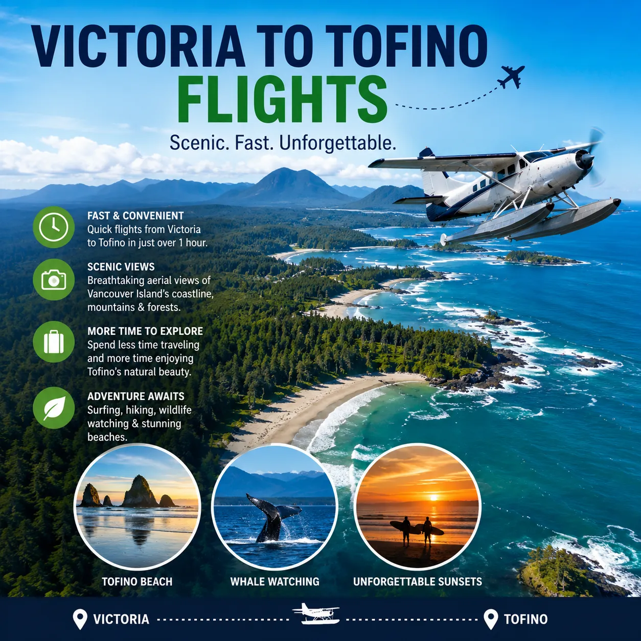 Victoria to Tofino Flights: Explore Tofino Beach on Vancouver Island