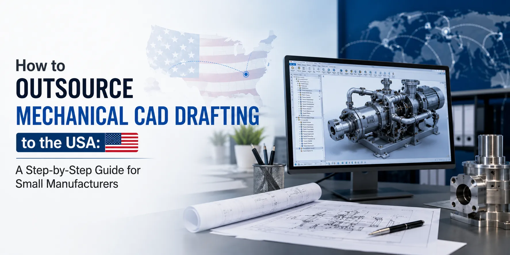 How to Outsource Mechanical CAD Drafting to the USA: A Step-by-Step Guide for Small Manufacturers
