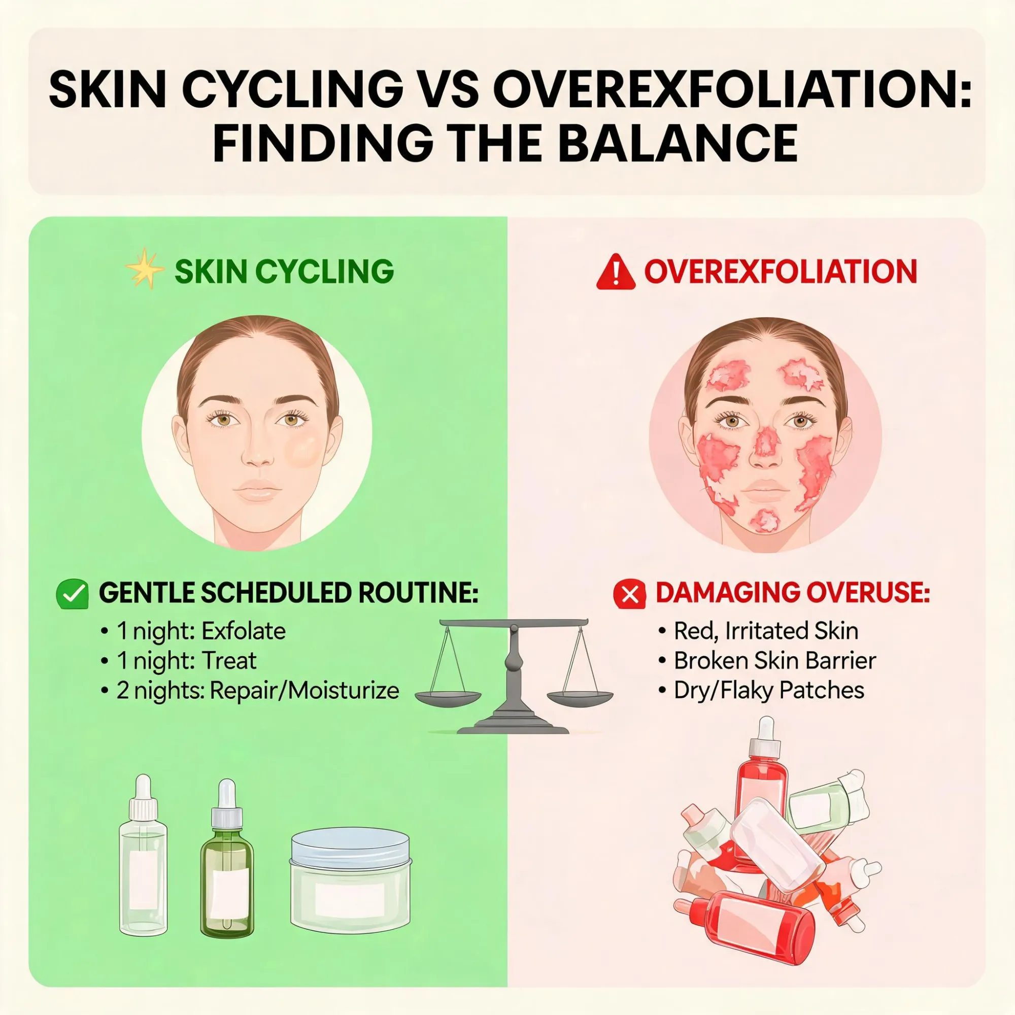 Skin Cycling vs Over-exfoliation: Finding the Balance.