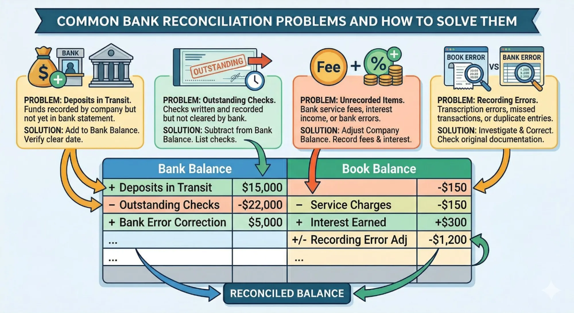 Common Bank Reconciliation Problems and How to Solve Them
