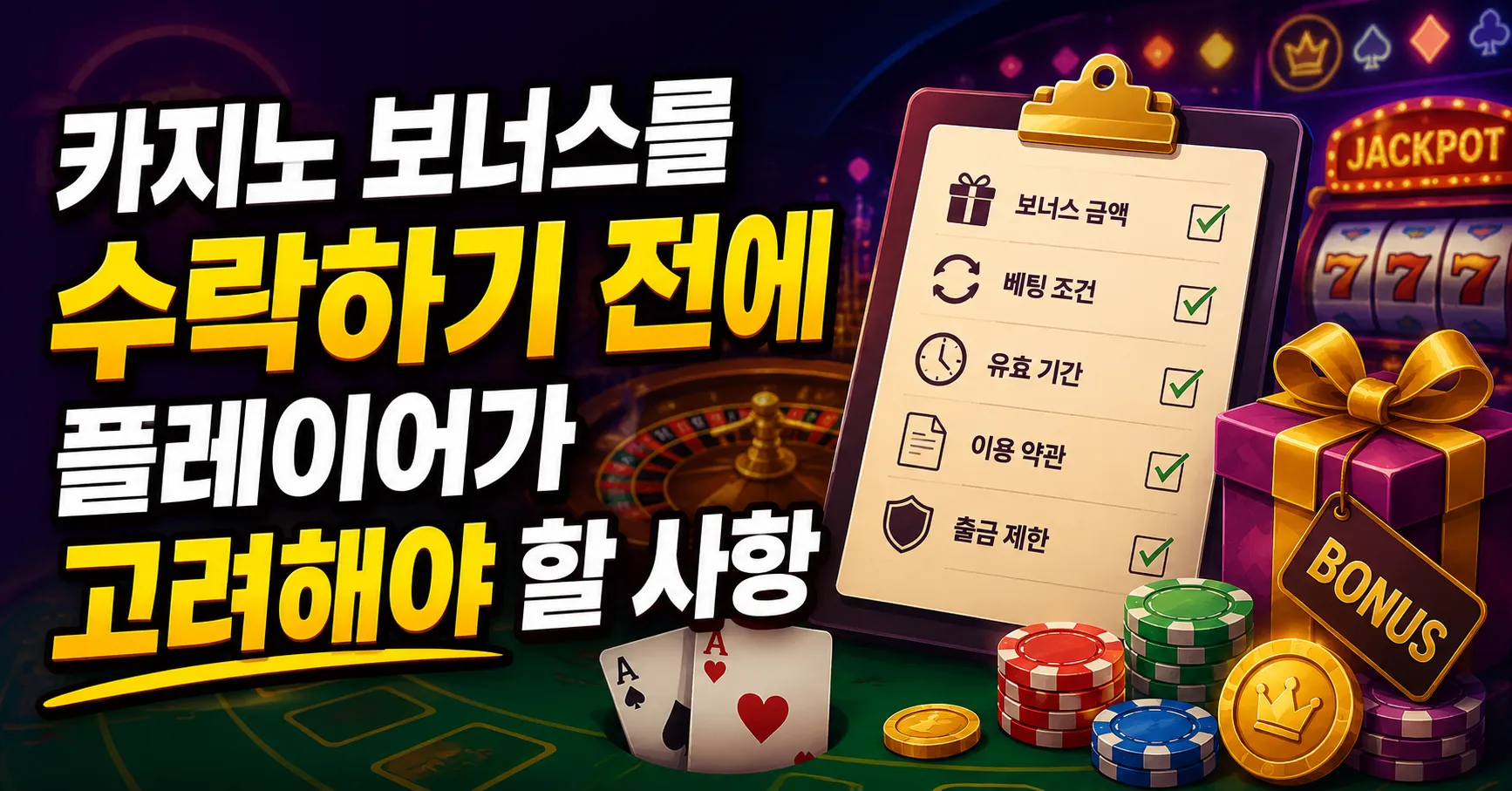 카지노 보너스를 수락하기 전에 플레이어가 고려해야 할 사항