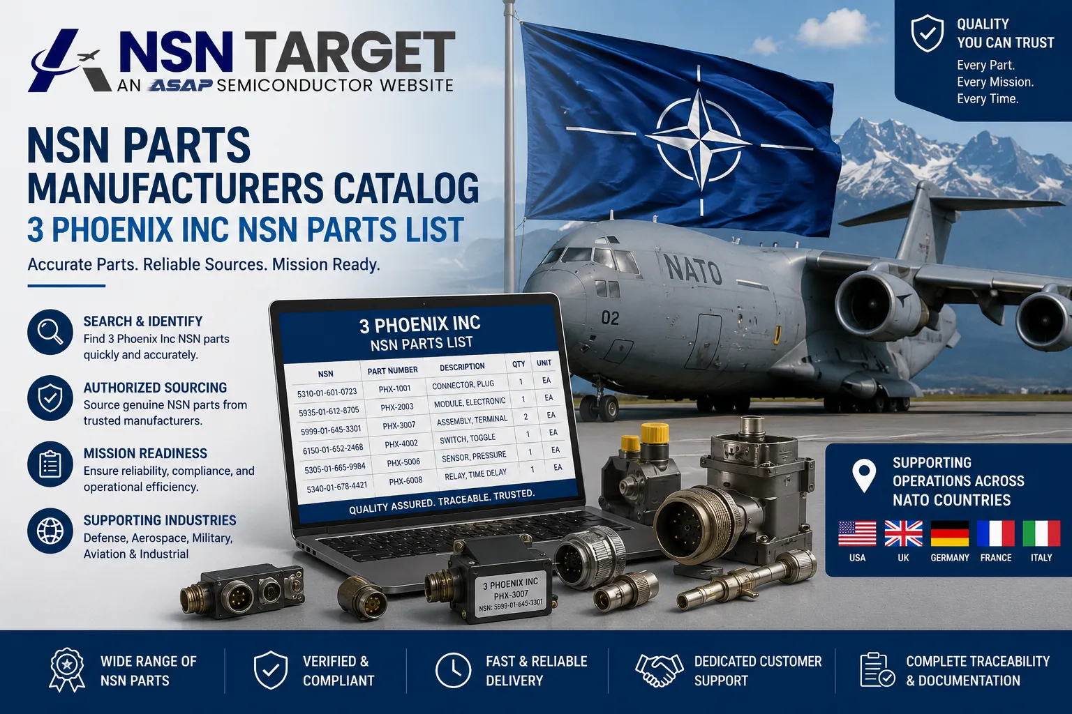 NSN Parts Manufacturers Catalog: Find 3 Phoenix Inc NSN Parts List with Confidence