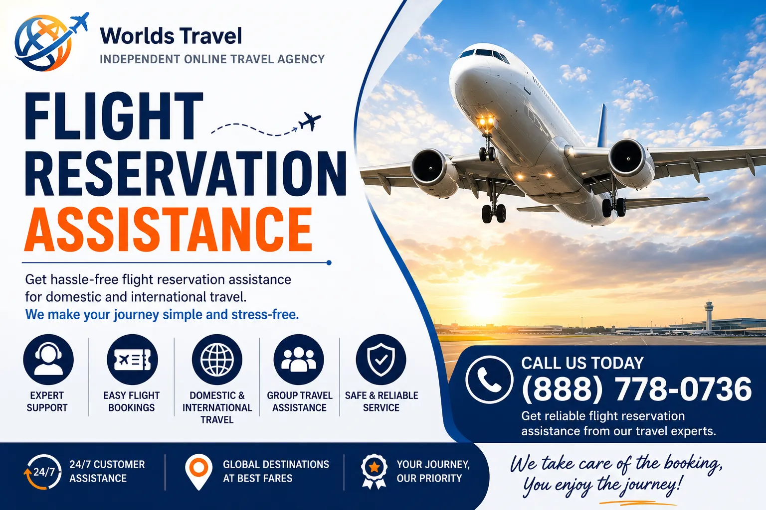 Flight Reservation Assistance Made Easy with Worlds Travel Co