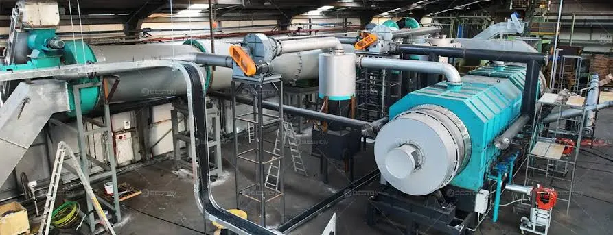 Industrial biochar production facility converting agricultural and industrial waste