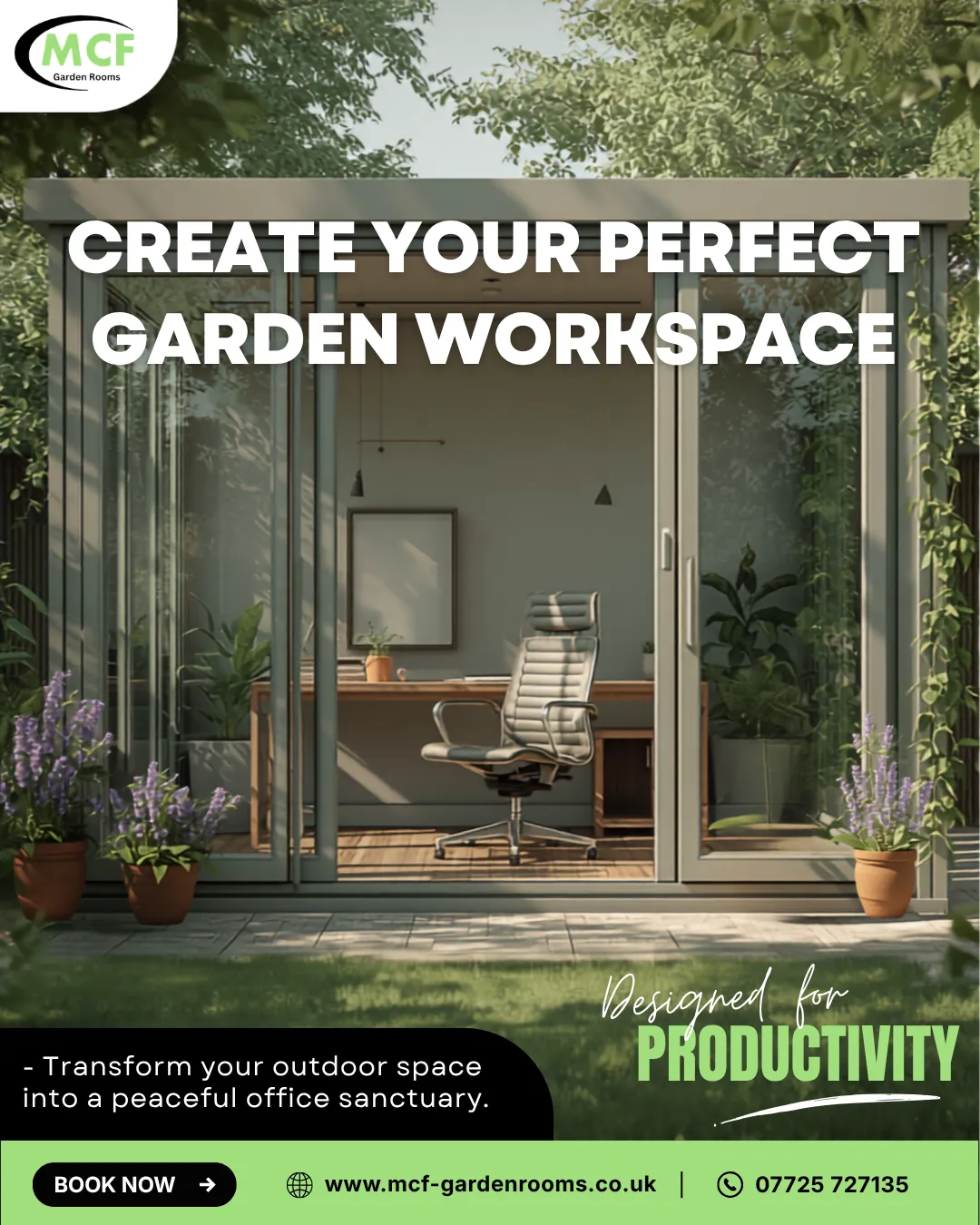 Transform your outdoor space into peaceful office sanctuary with MCF Garden Rooms