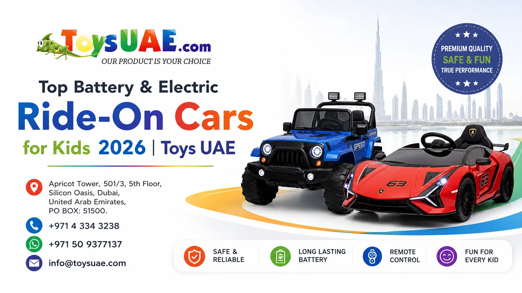 Top Battery & Electric Ride-On Cars for Kids 2026 | Toys UAE