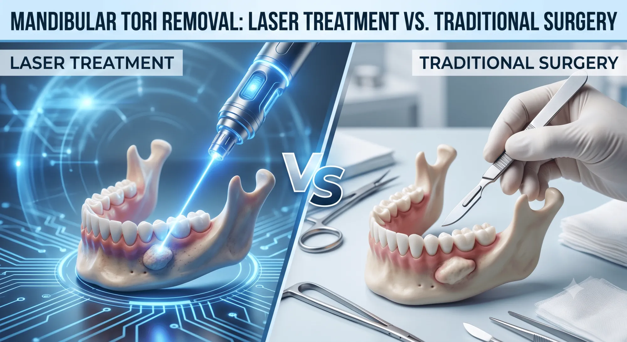 Mandibular Tori Removal: Laser Treatment vs. Traditional Surgery