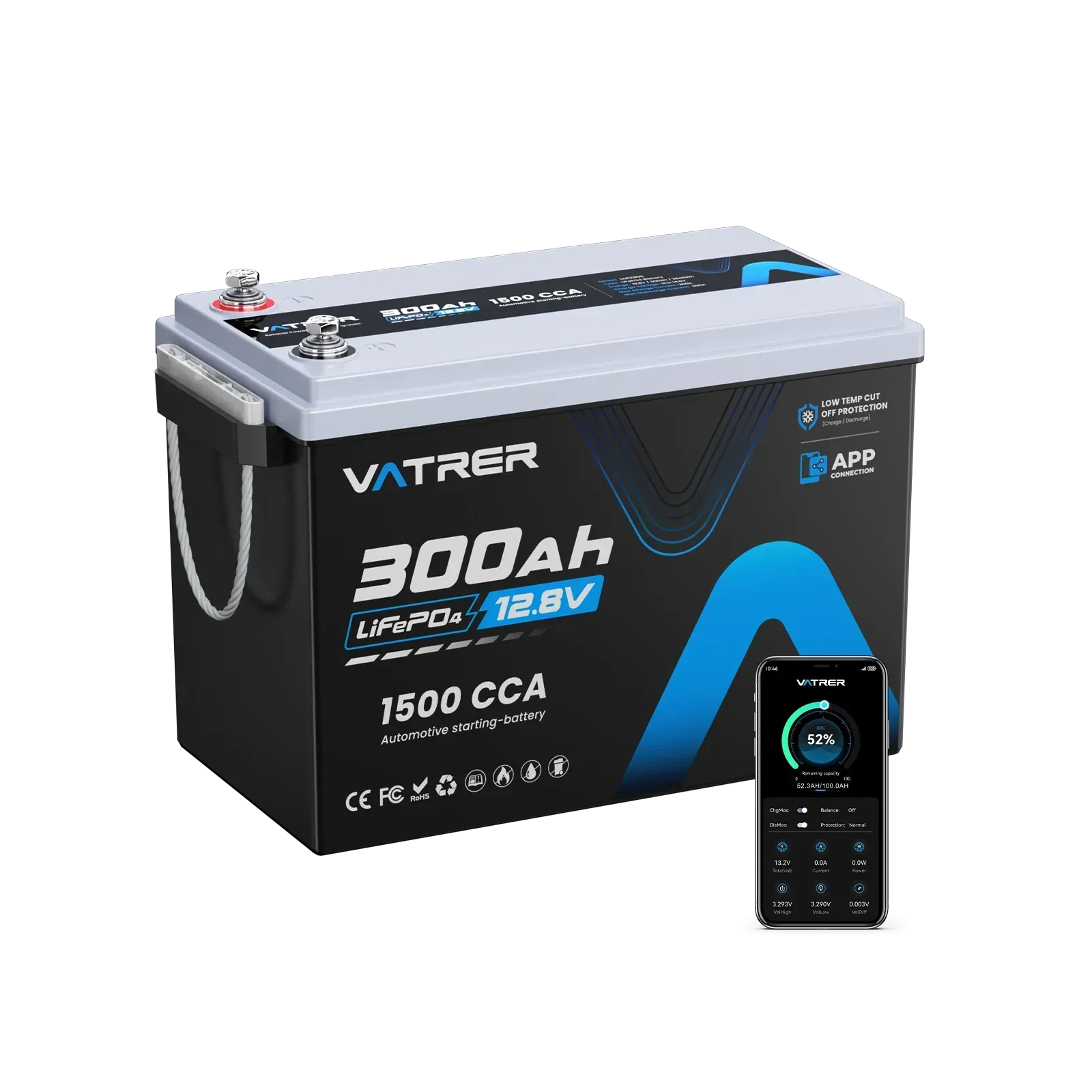 Vatrer 12V 300Ah Battery: Start Your Boat Engine Too