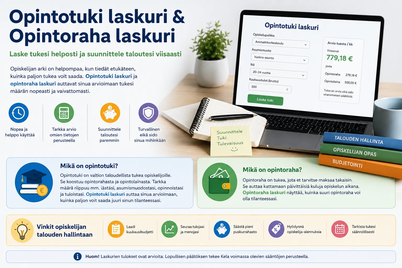 Opintotuki laskuri – Laske opintotuki helposti ja tarkasti