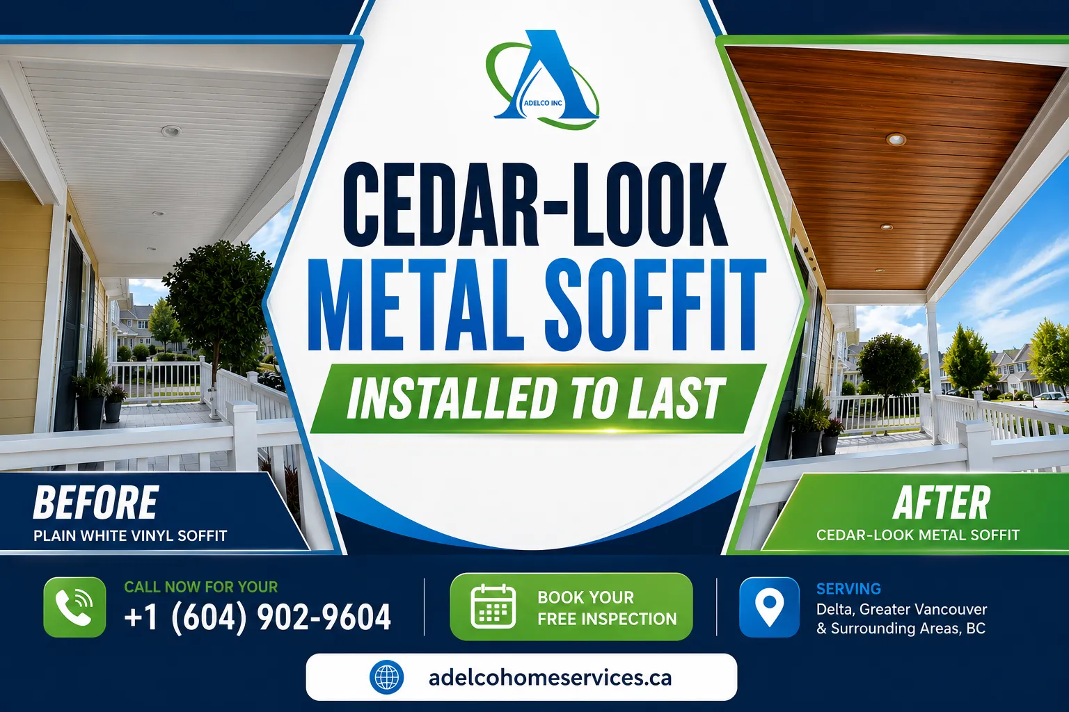 Cedar Metal Soffit Installation in Delta Greater Vancouver by AdelCo