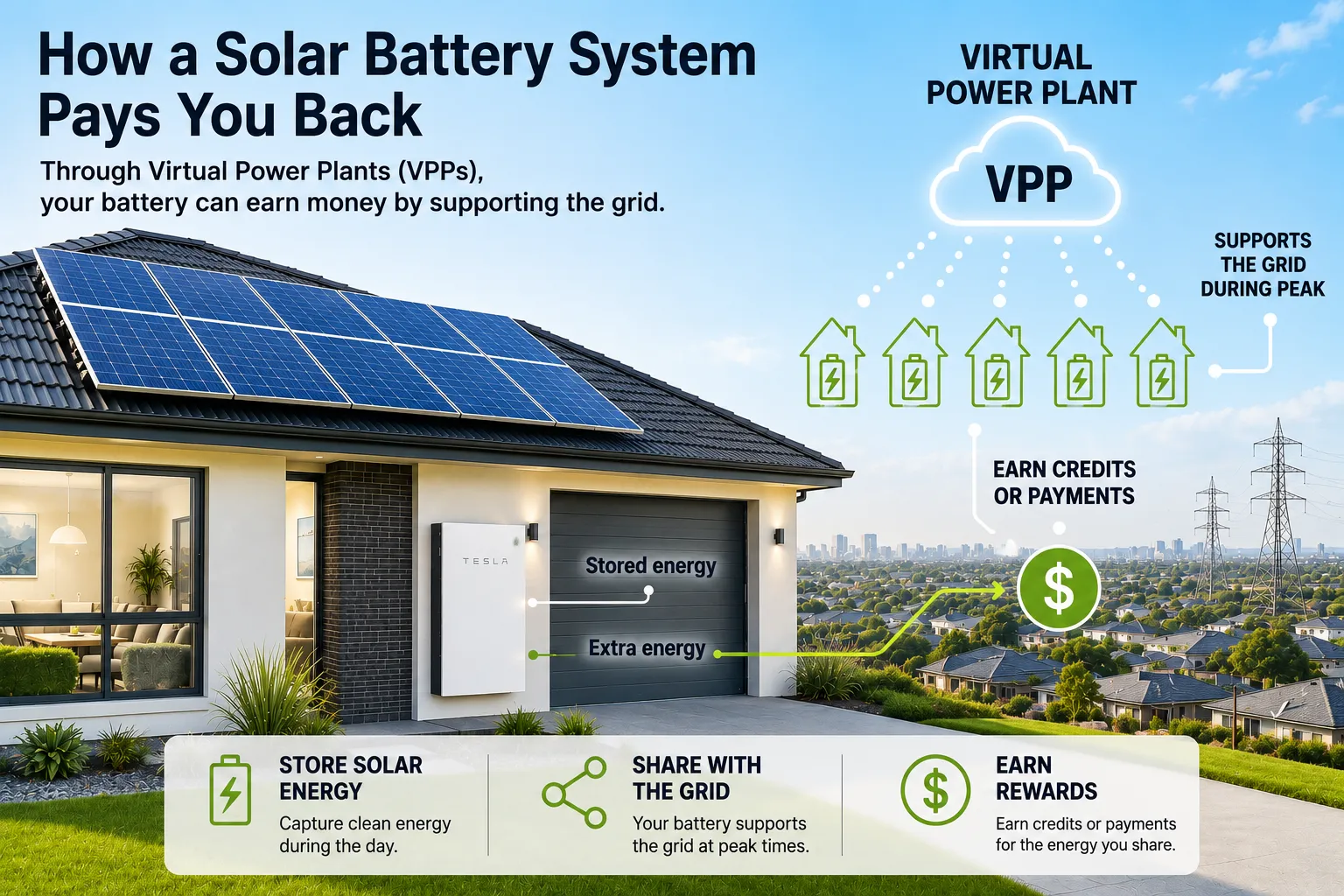 How a Solar Battery System Can Pay You Back Through Virtual Power Plants ?