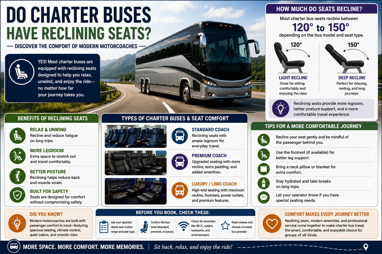 Do Charter Buses Have Reclining Seats? Discover the Comfort of Modern Motorcoaches