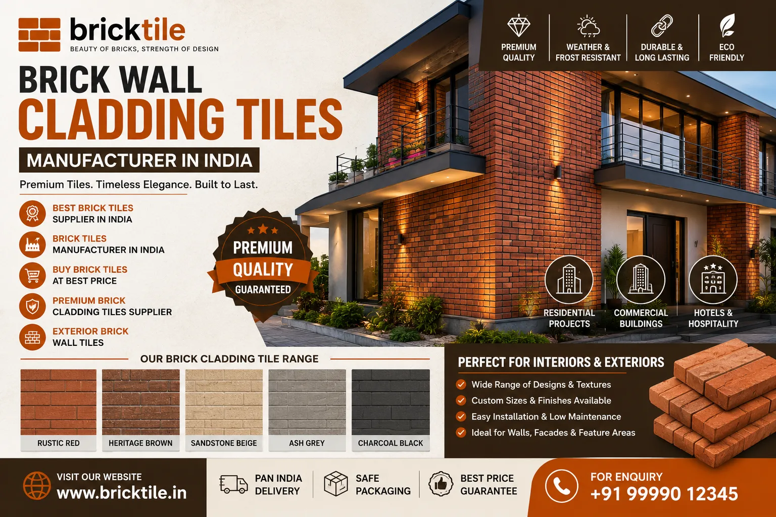 Brick Wall Cladding Tiles Manufacturer in India