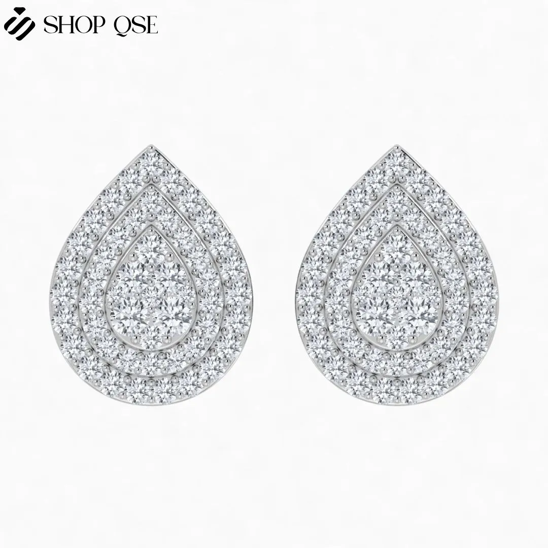 The Best in Diamond Jewelry: 1 Carat Teardrop Halo Lab Diamond Stud Earrings