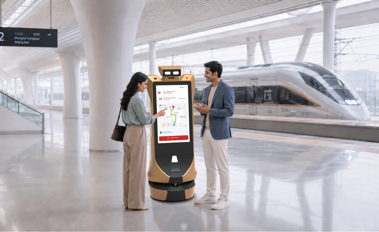 Dynamic Advertising and Wayfinding Robot for Railway Stations