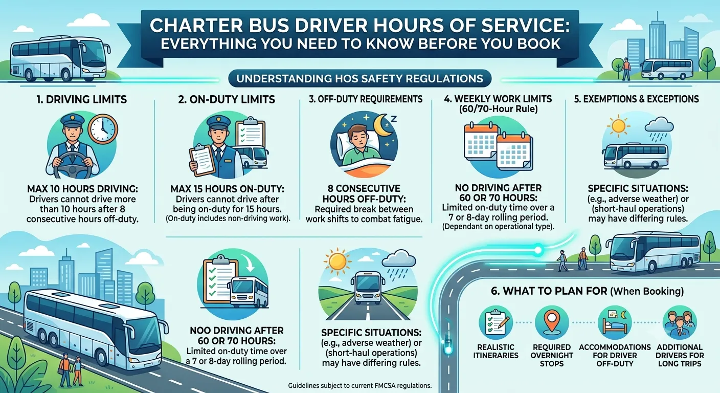 Charter Bus Driver Hours of Service: Everything You Need to Know Before You Book