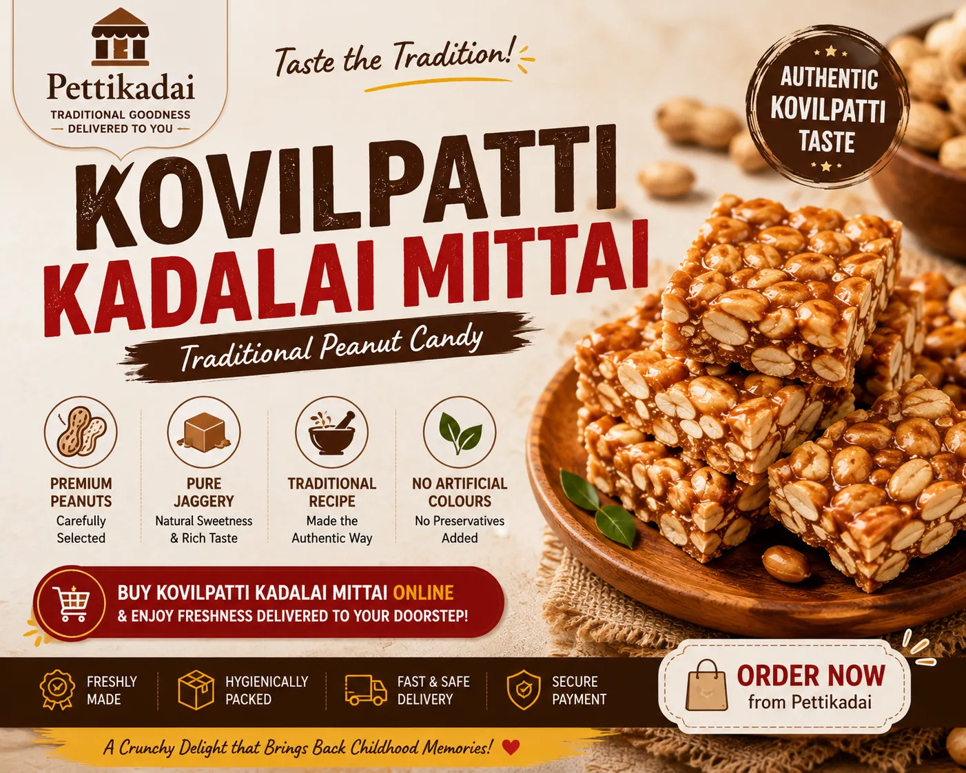 Buy Kovilpatti Kadalai Mittai Online – Enjoy the Authentic Taste of Tamil Nadu