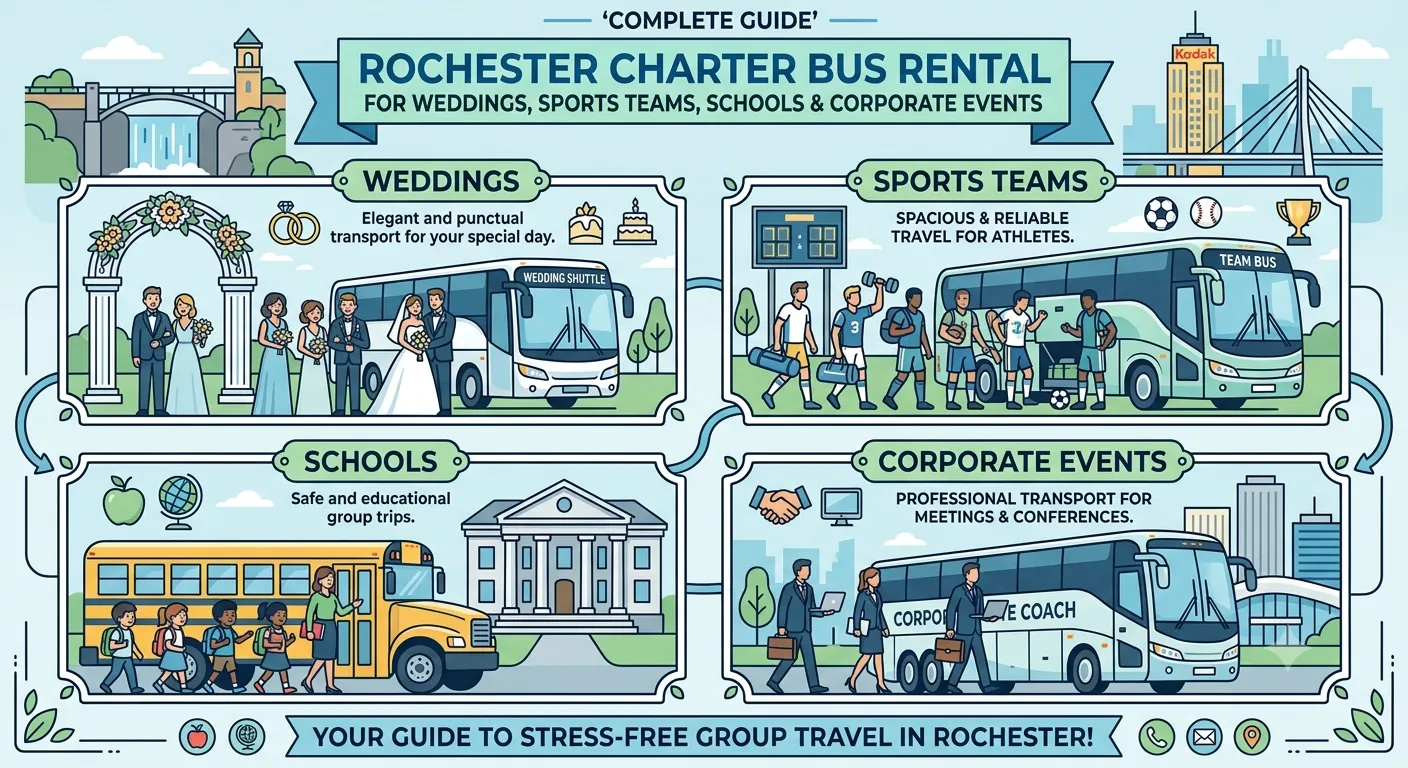 Rochester Charter Bus Rental for Weddings, Sports Teams, Schools & Corporate Events