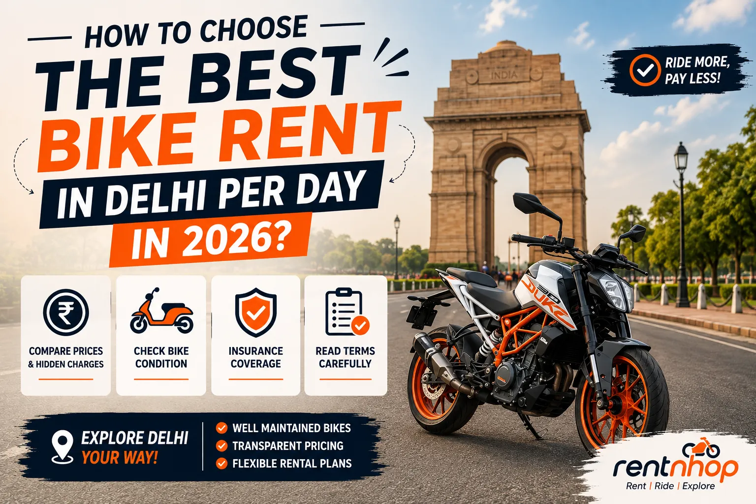 How to Choose the Best Bike Rent in Delhi Per Day in 2026?