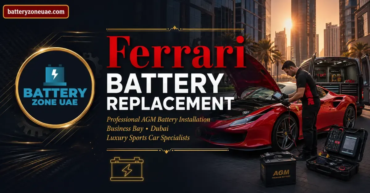 Ferrari battery dead in Business Bay – need a specialist