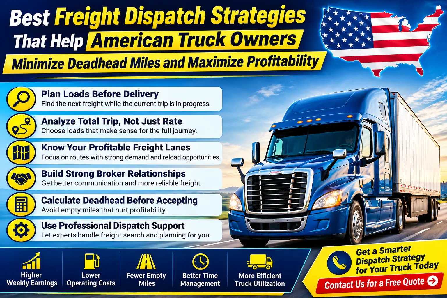 Best Freight Dispatch Strategies That Help American Truck Owners Minimize Deadhead Miles and Maximize Profitability