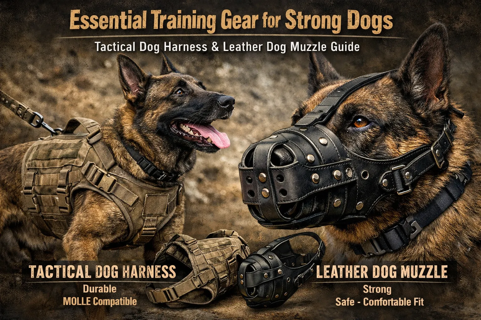 Essential Training Gear for Strong Dogs: Tactical Dog Harness and Leather Dog Muzzle Guide
